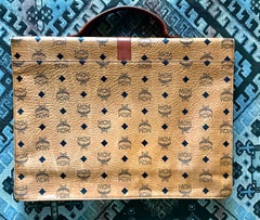 Vintage MCM brown monogram briefcase, business bag, document bag. Michael Cromer