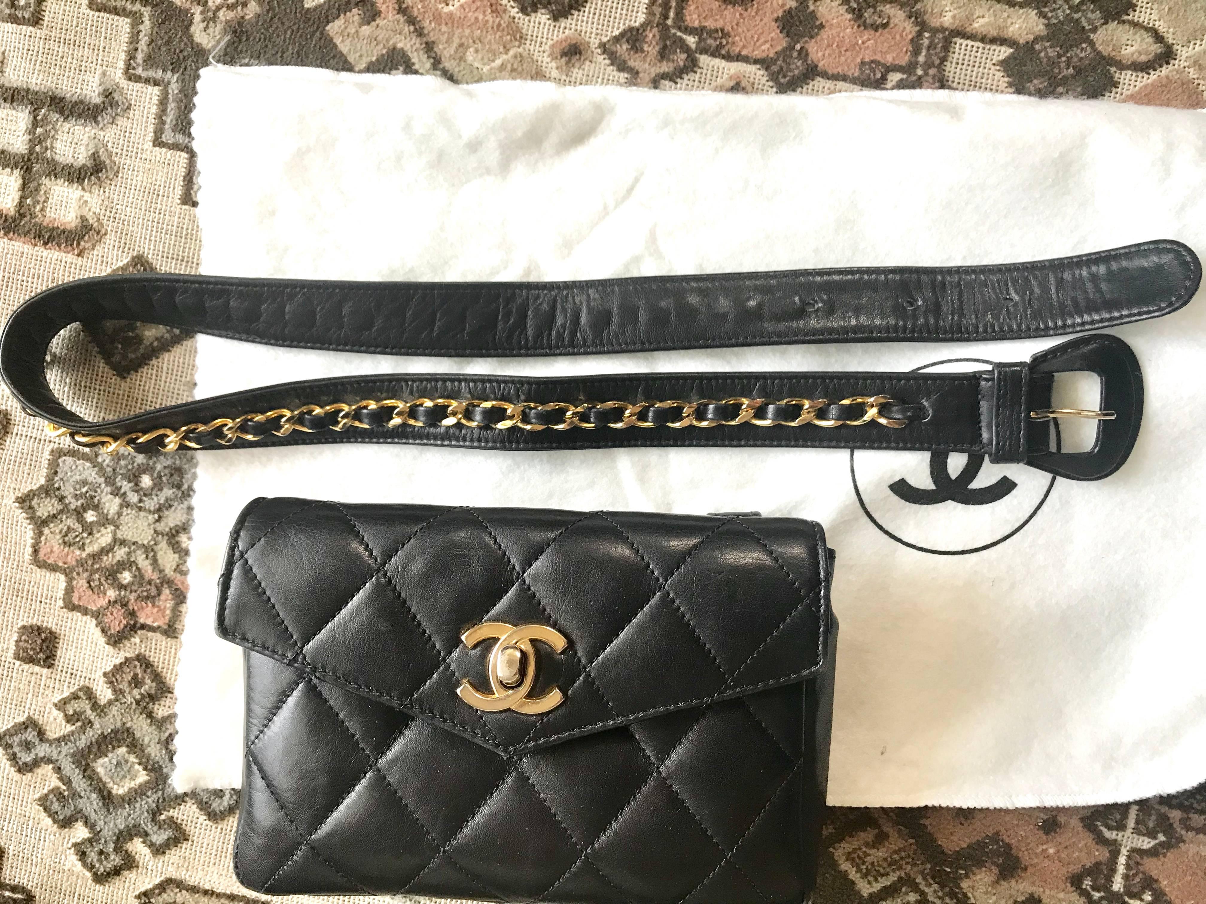 chanel black fanny pack