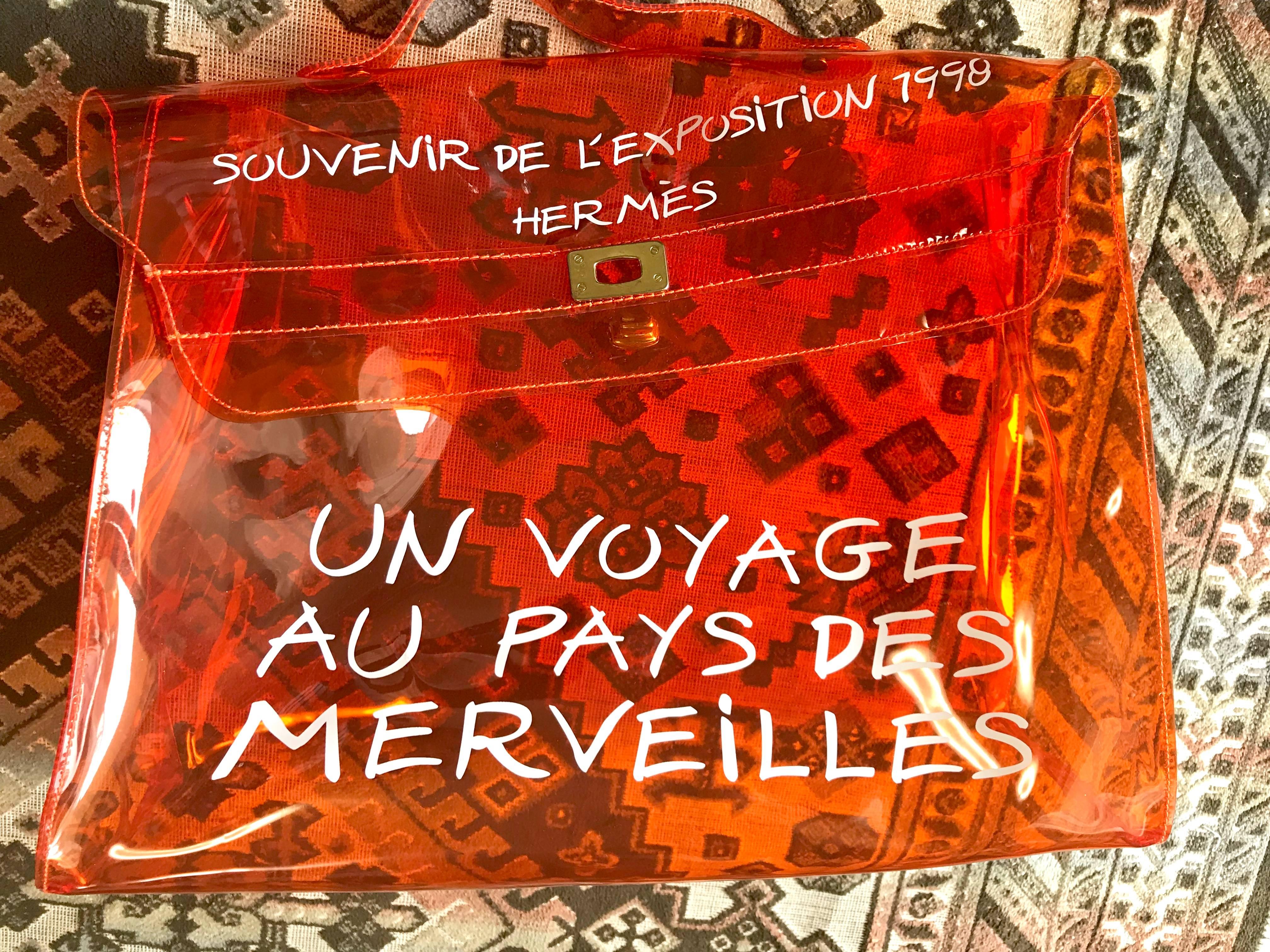 Vintage Hermes rare transparent orange vinyl Kelly bag Japan Limited Edition. 3