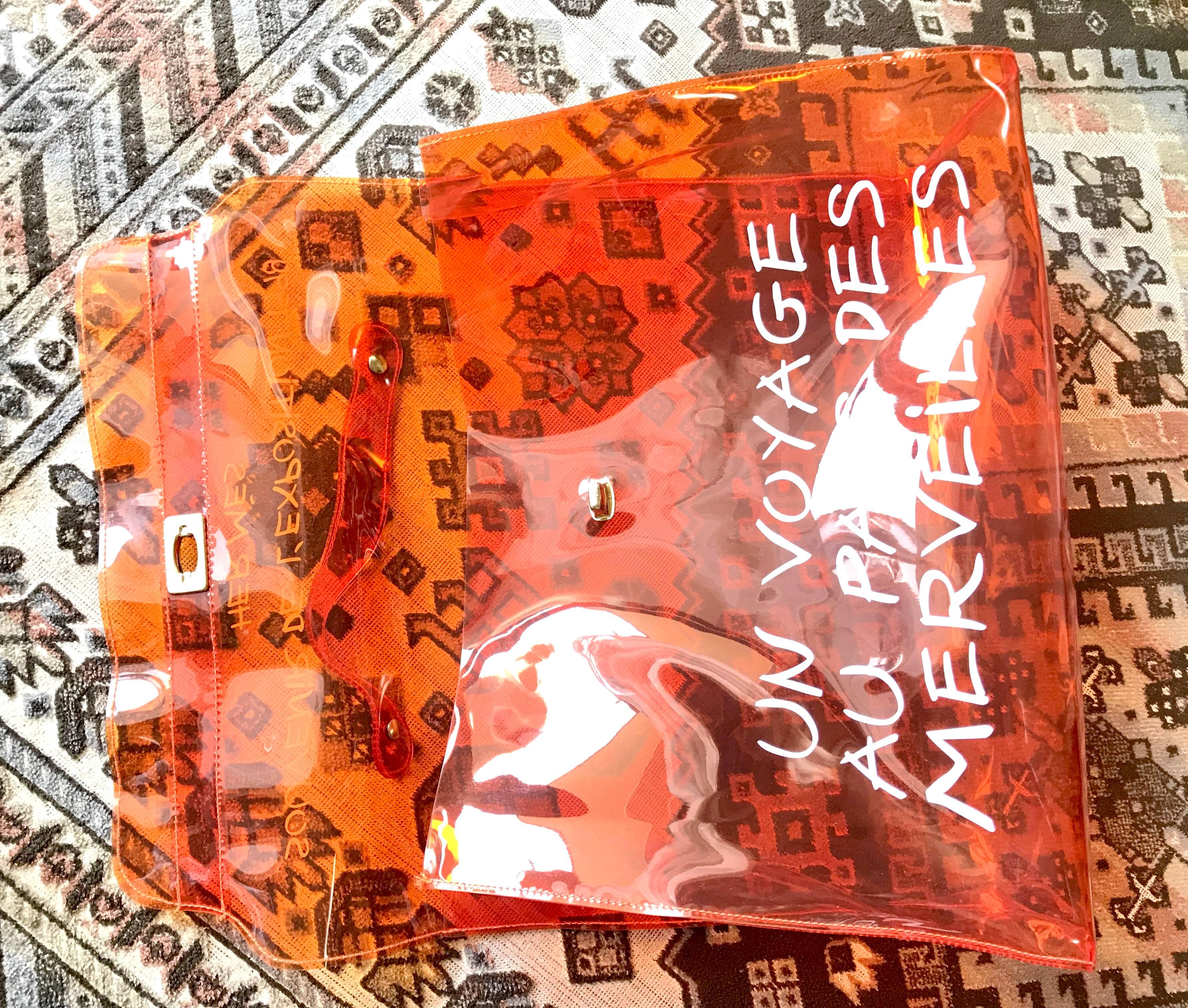Vintage Hermes rare transparent orange vinyl Kelly bag Japan Limited Edition. 4
