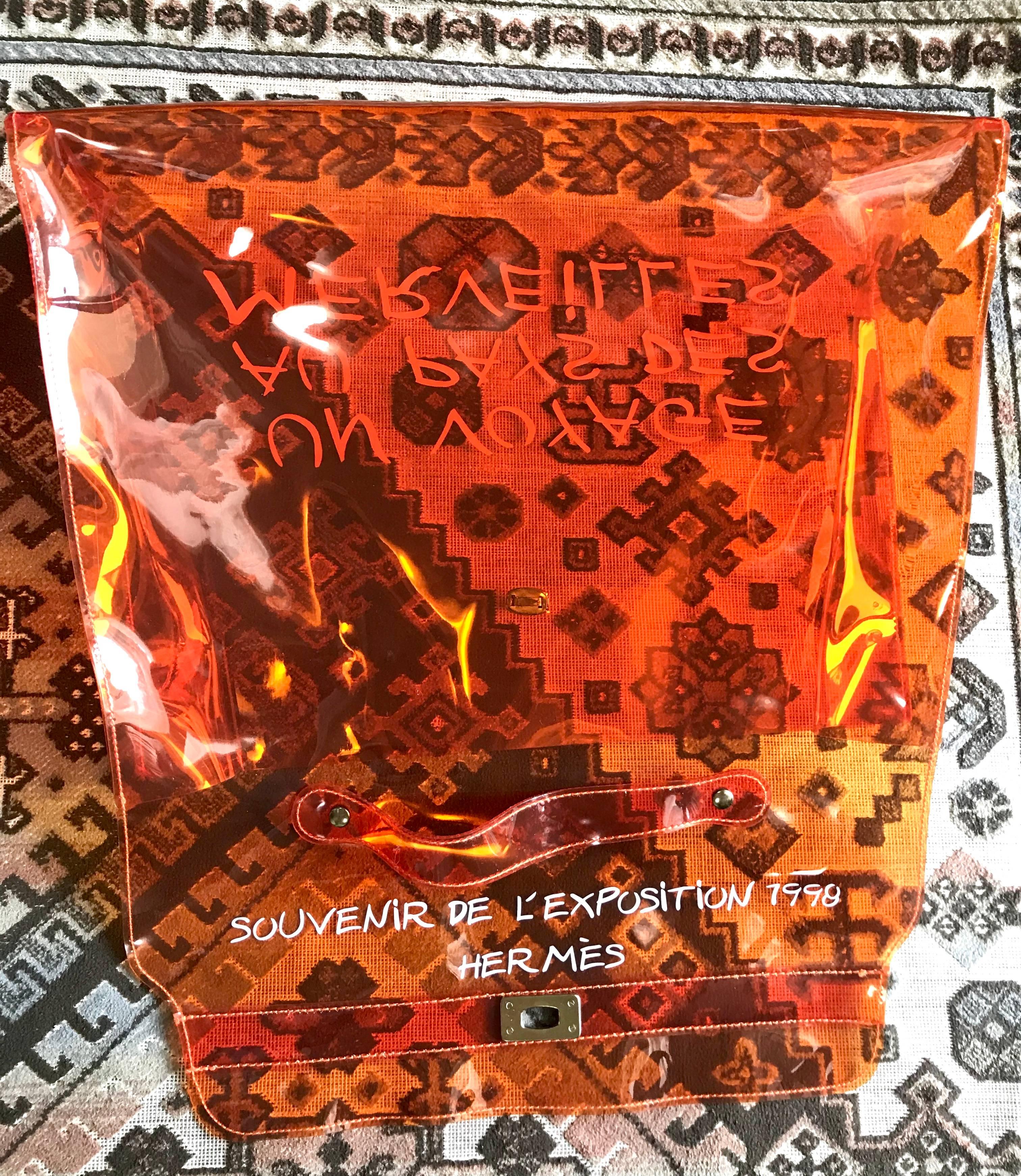 Vintage Hermes rare transparent orange vinyl Kelly bag Japan Limited Edition. 5
