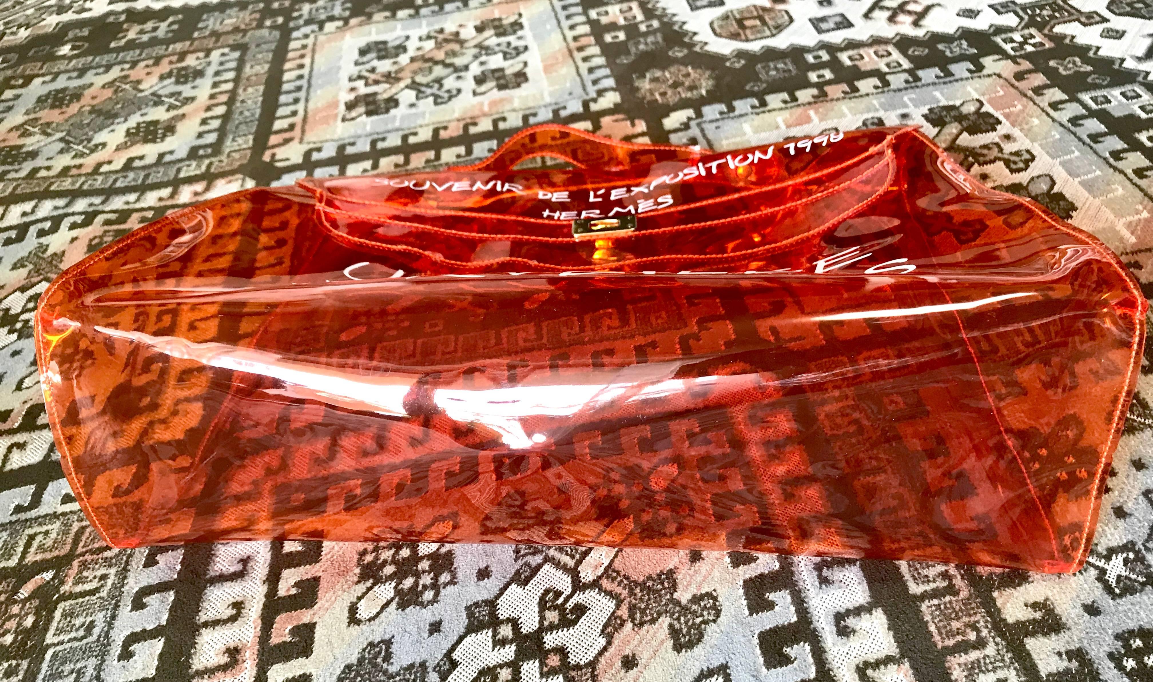 Vintage Hermes rare transparent orange vinyl Kelly bag Japan Limited Edition. 1
