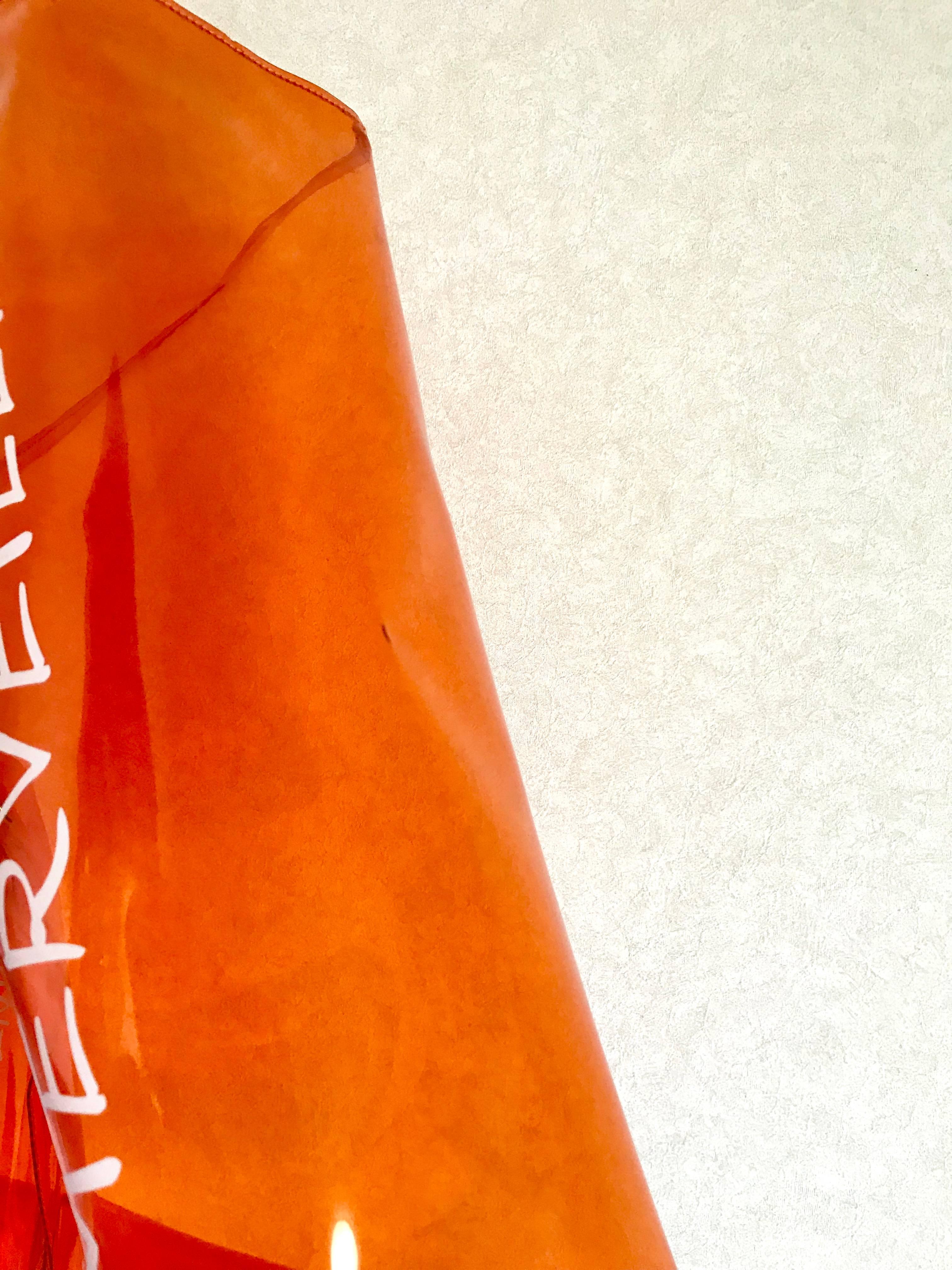 Red Vintage Hermes rare transparent orange vinyl Kelly bag Japan Limited Edition.