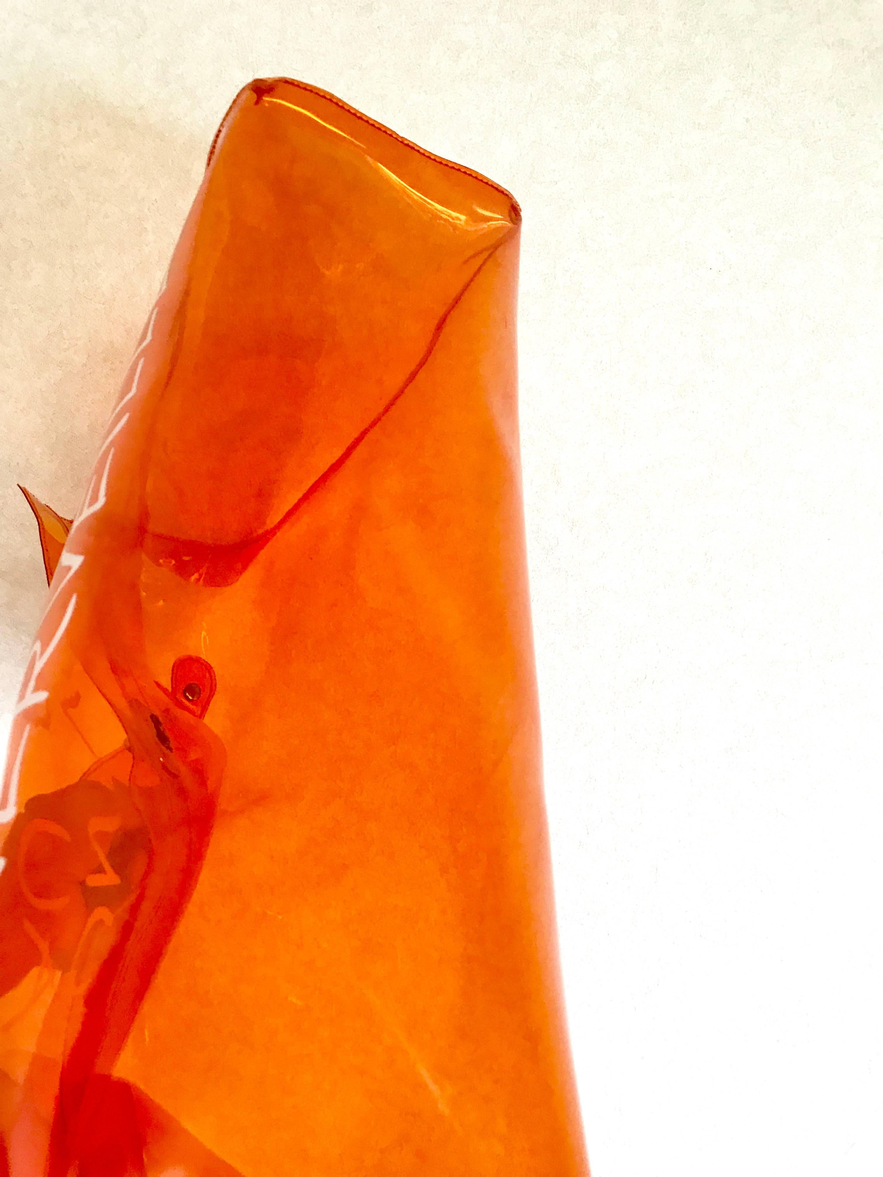 Vintage Hermes rare transparent orange vinyl Kelly bag Japan Limited Edition. In Excellent Condition In Kashiwa, Chiba