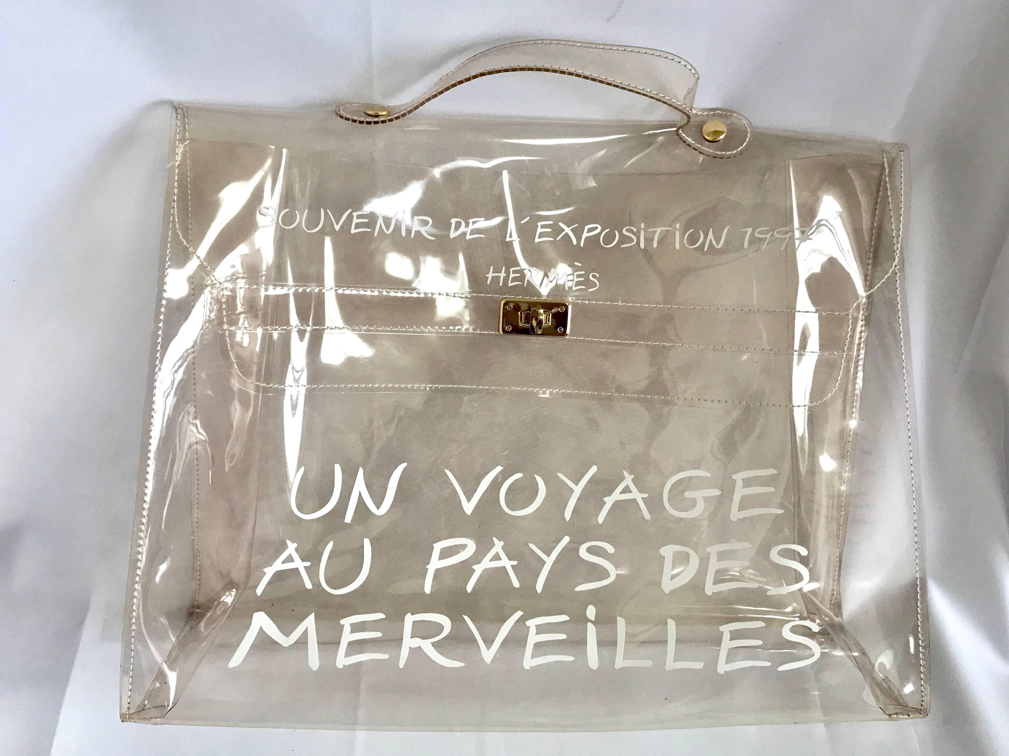 MINT. Vintage Hermes clear, transparent vinyl Kelly bag, Japan limited Edition.  1