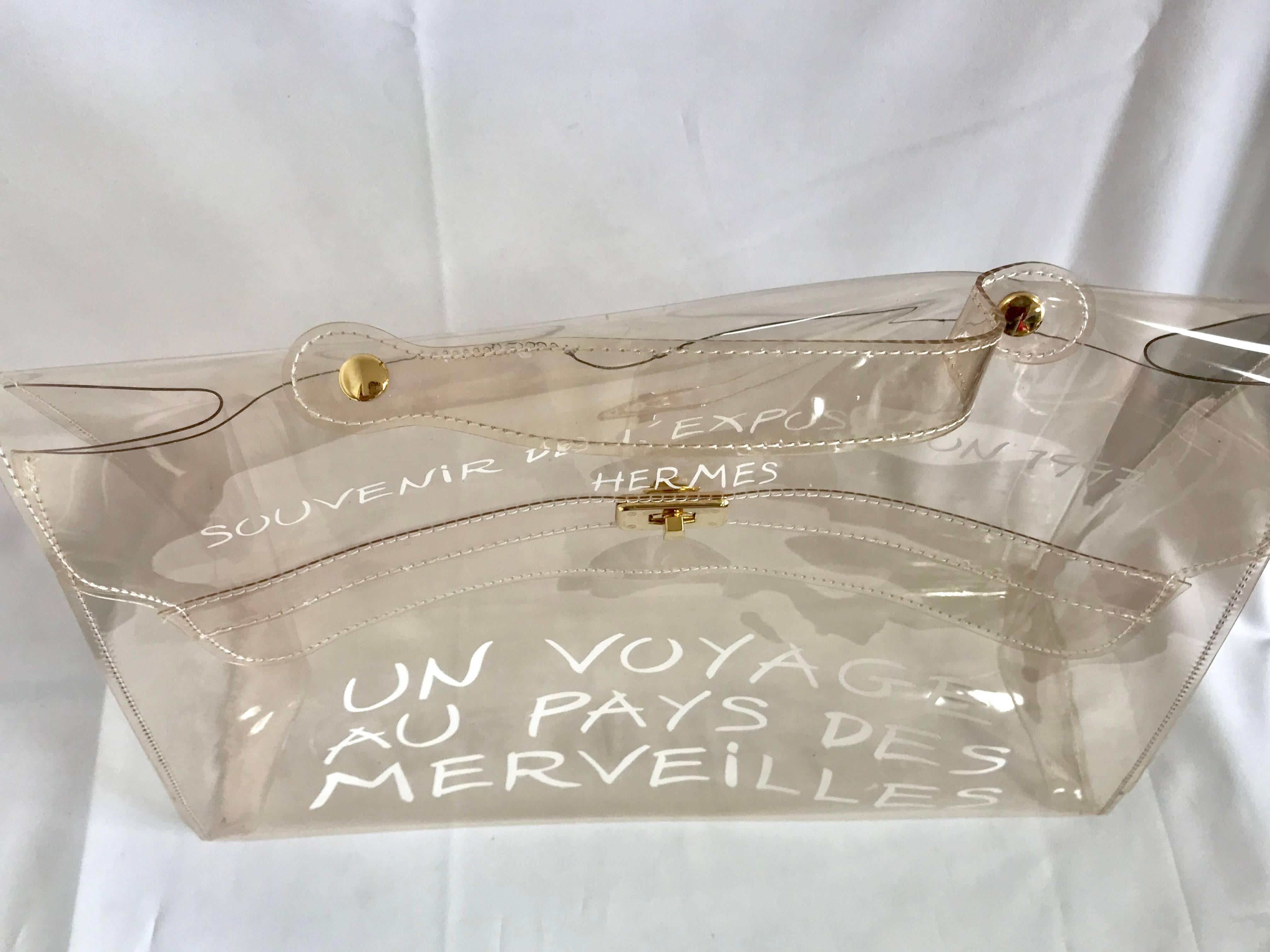 MINT. Vintage Hermes clear, transparent vinyl Kelly bag, Japan limited Edition.  7