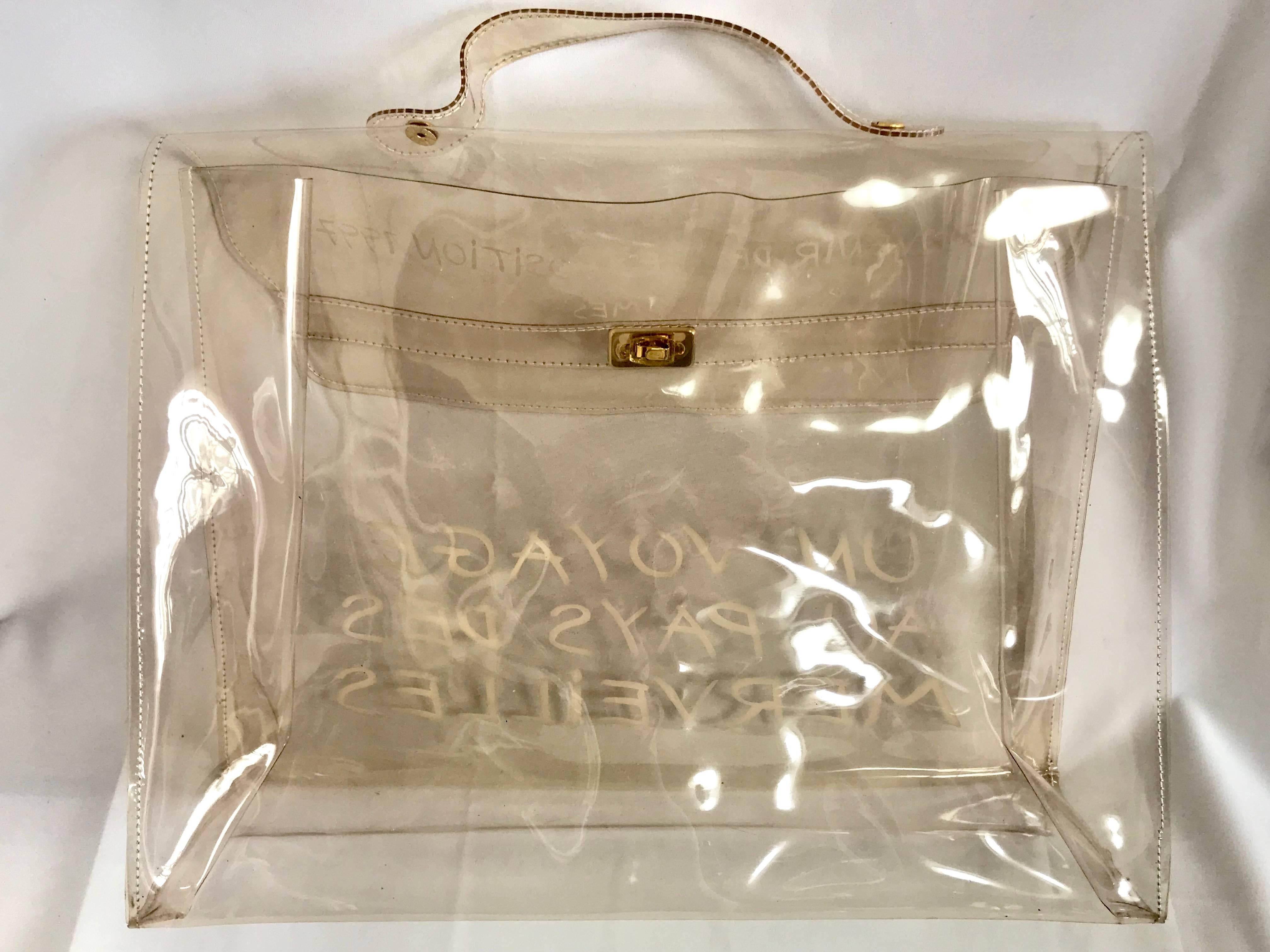 MINT. Vintage Hermes clear, transparent vinyl Kelly bag, Japan limited Edition.  3