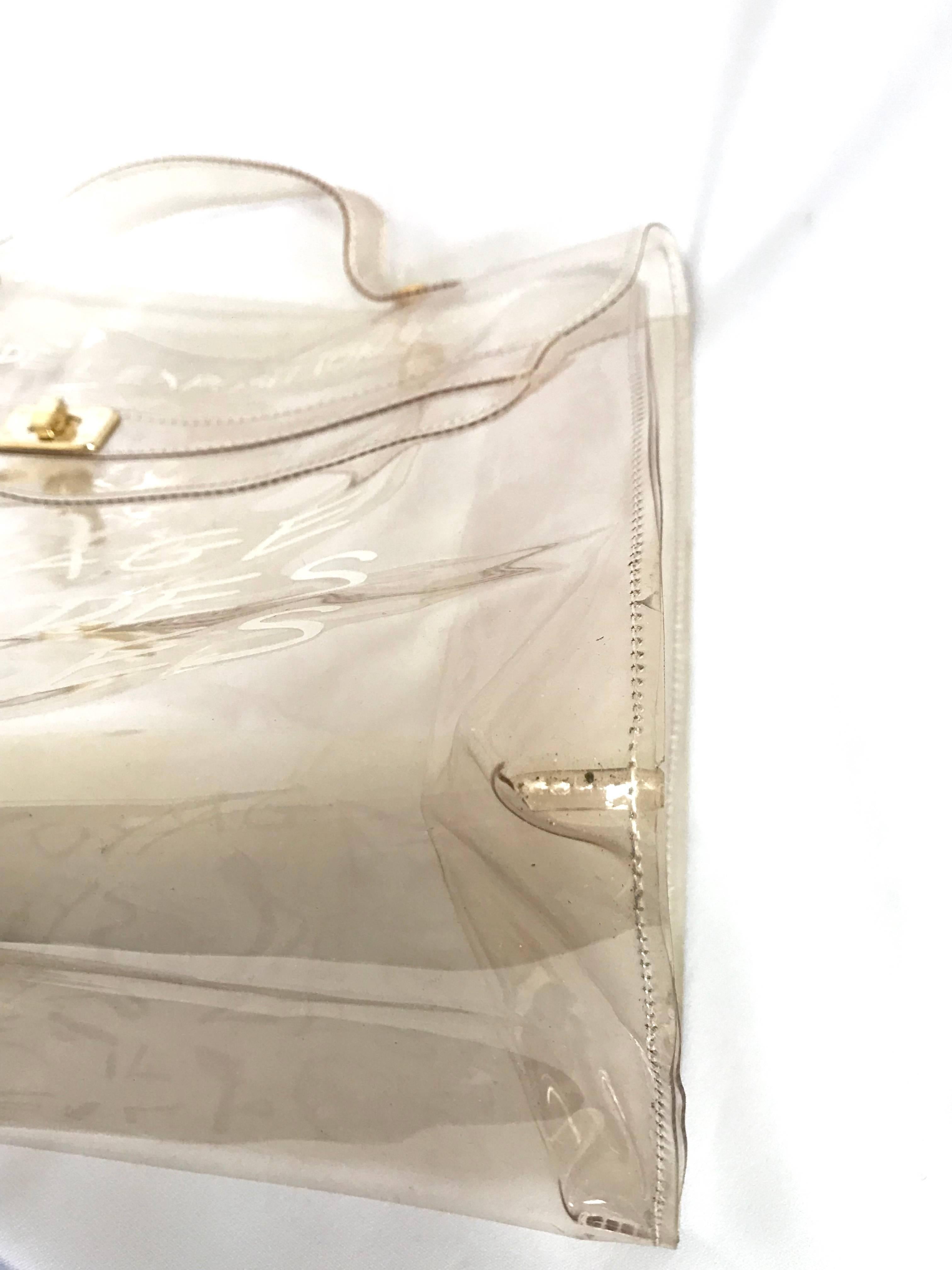 MINT. Vintage Hermes clear, transparent vinyl Kelly bag, Japan limited Edition.  6