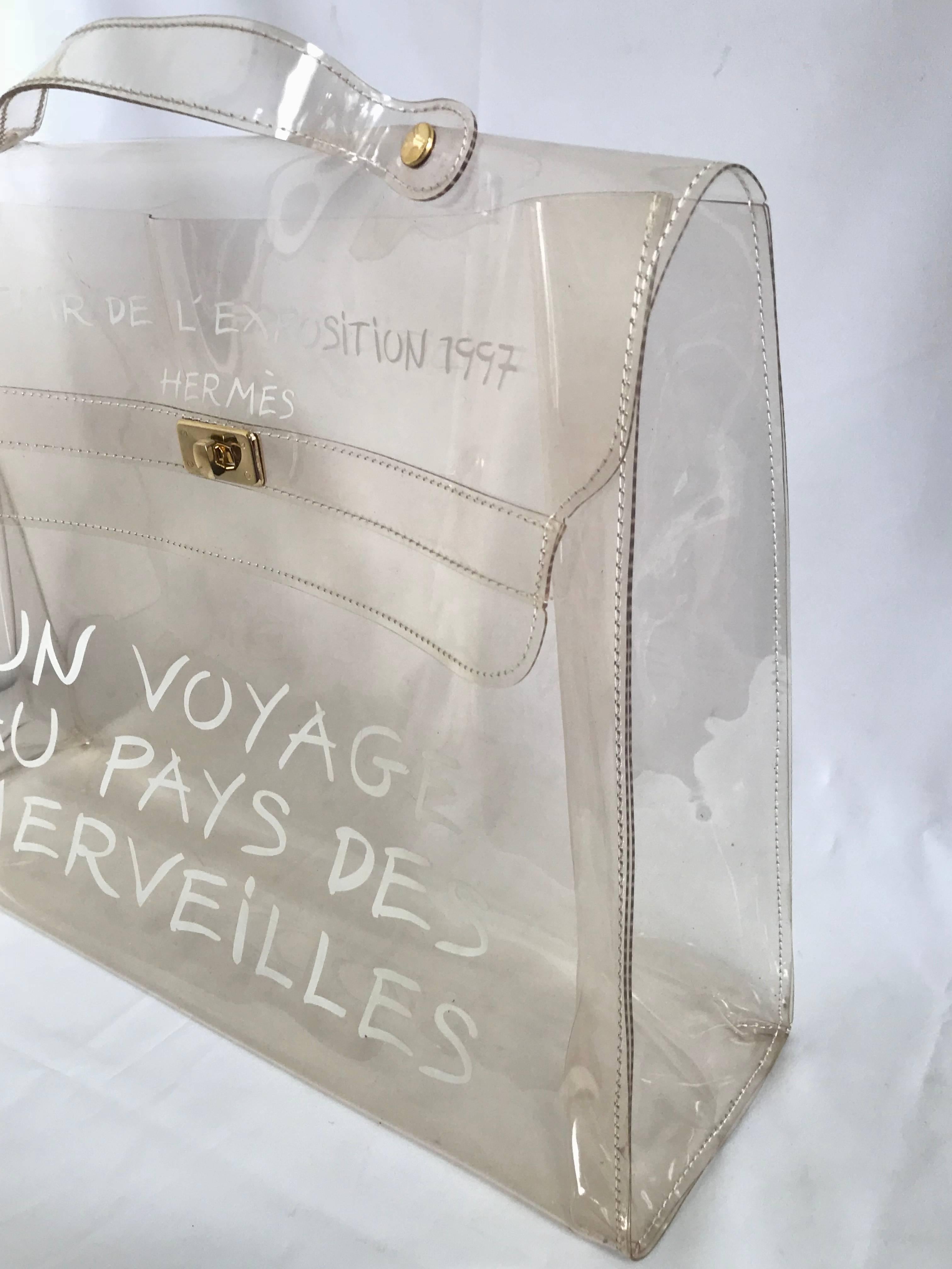 MINT. Vintage Hermes clear, transparent vinyl Kelly bag, Japan limited Edition.  4