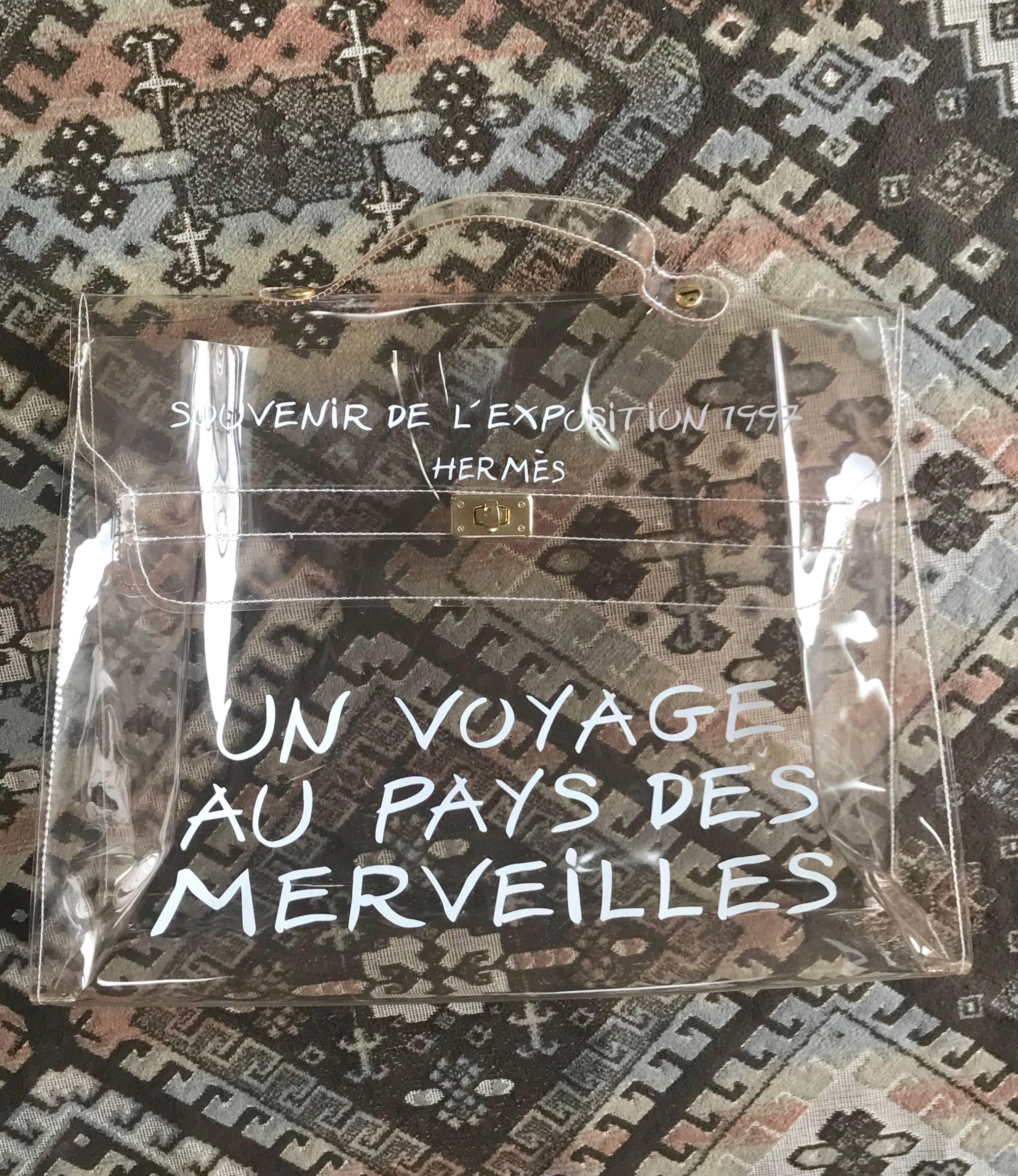 MINT. Vintage Hermes clear, transparent vinyl Kelly bag, Japan limited Edition.  12