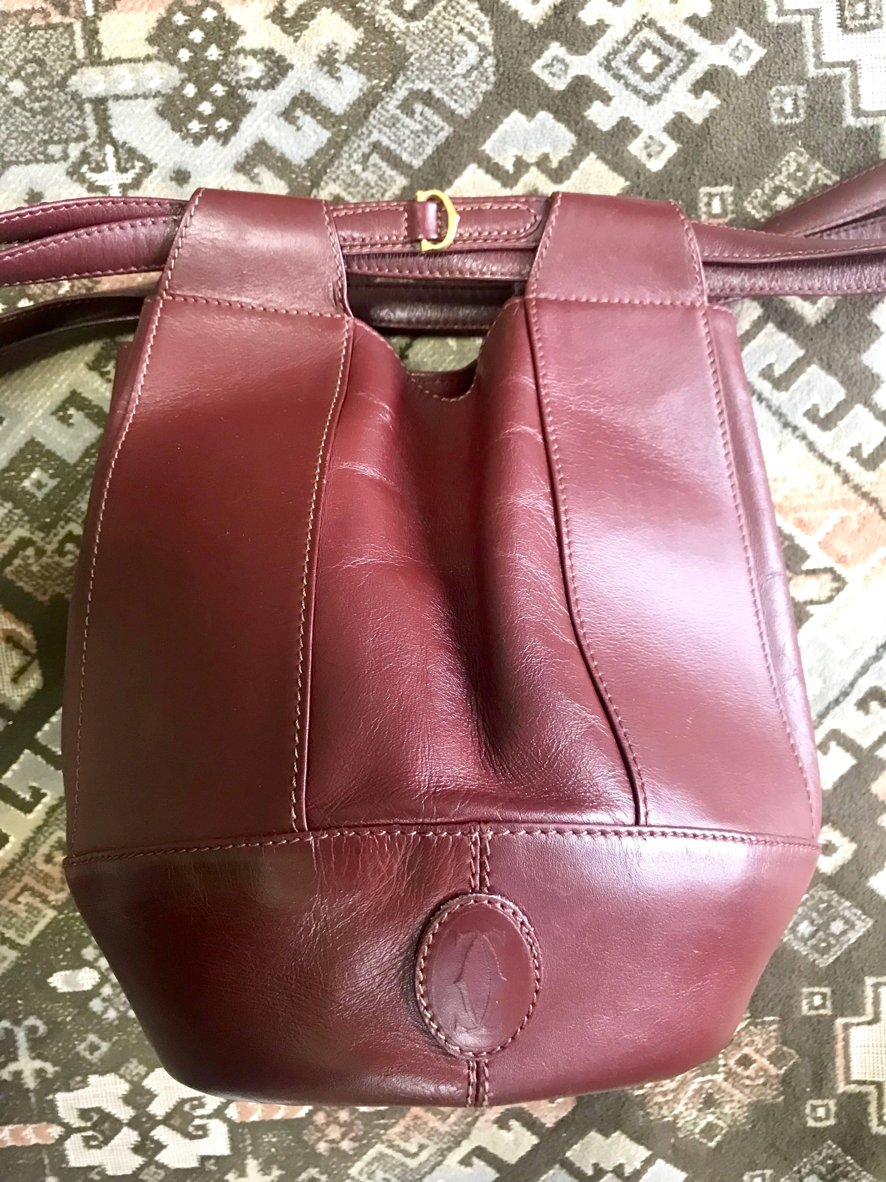 Vintage Cartier wine tulip 3 dimension hobo bucket shoulder bag. must de Cartier In Good Condition In Kashiwa, Chiba