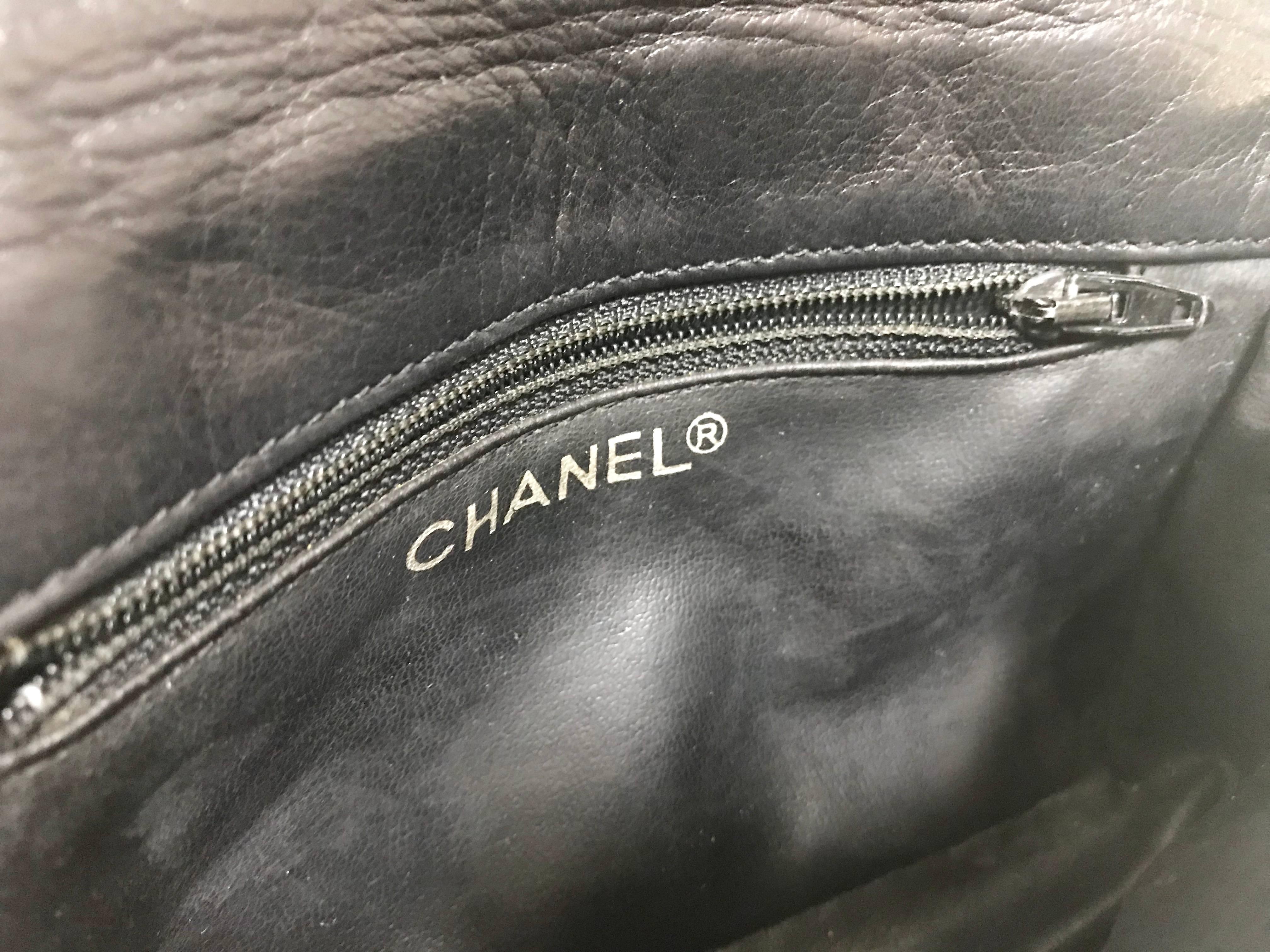 Vintage CHANEL black lamb belt bag, fanny pack with golden chain belt and CC. 5