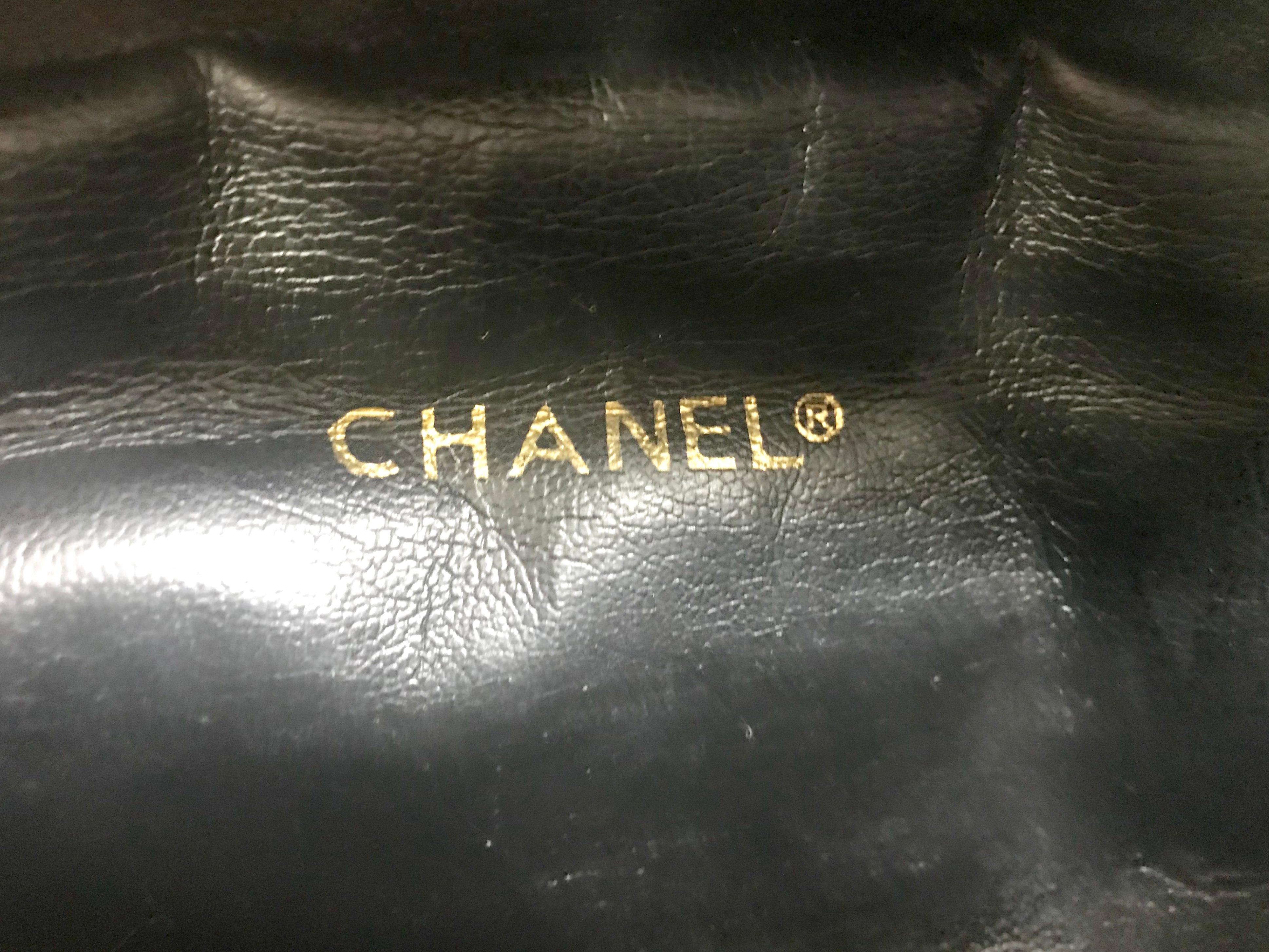 Chanel Vintage black lamb leather waist bag / fanny pack with double buckle belt 6