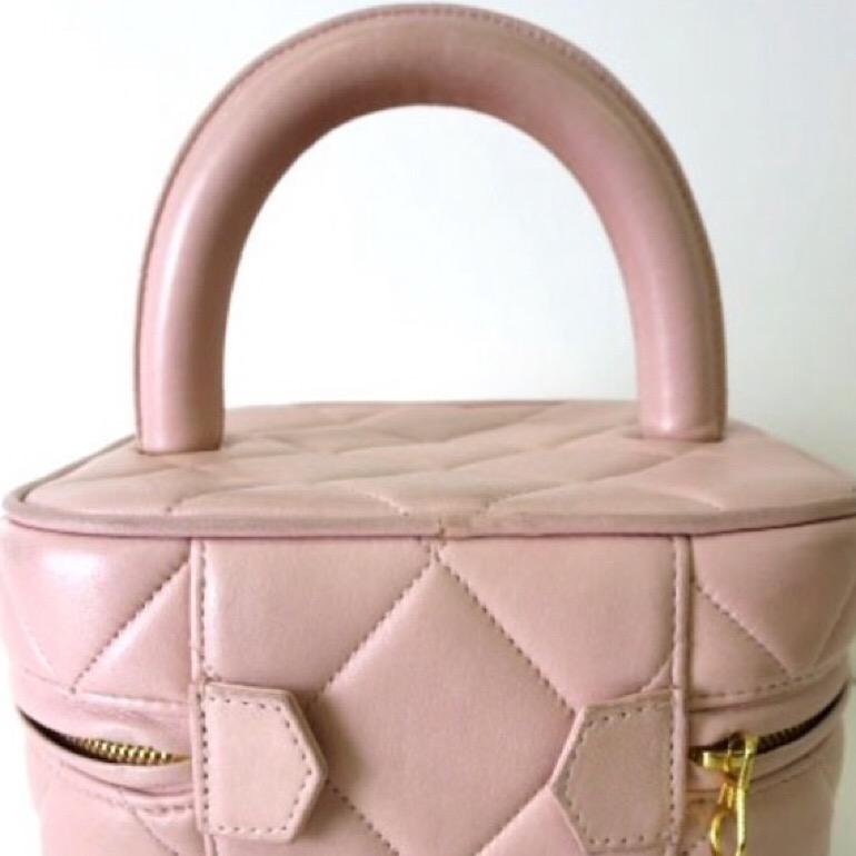 pink quilted makeup bag