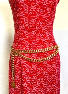 Vintage CHANEL golden nice and heavy thick chain belt with perfume bottle motif.