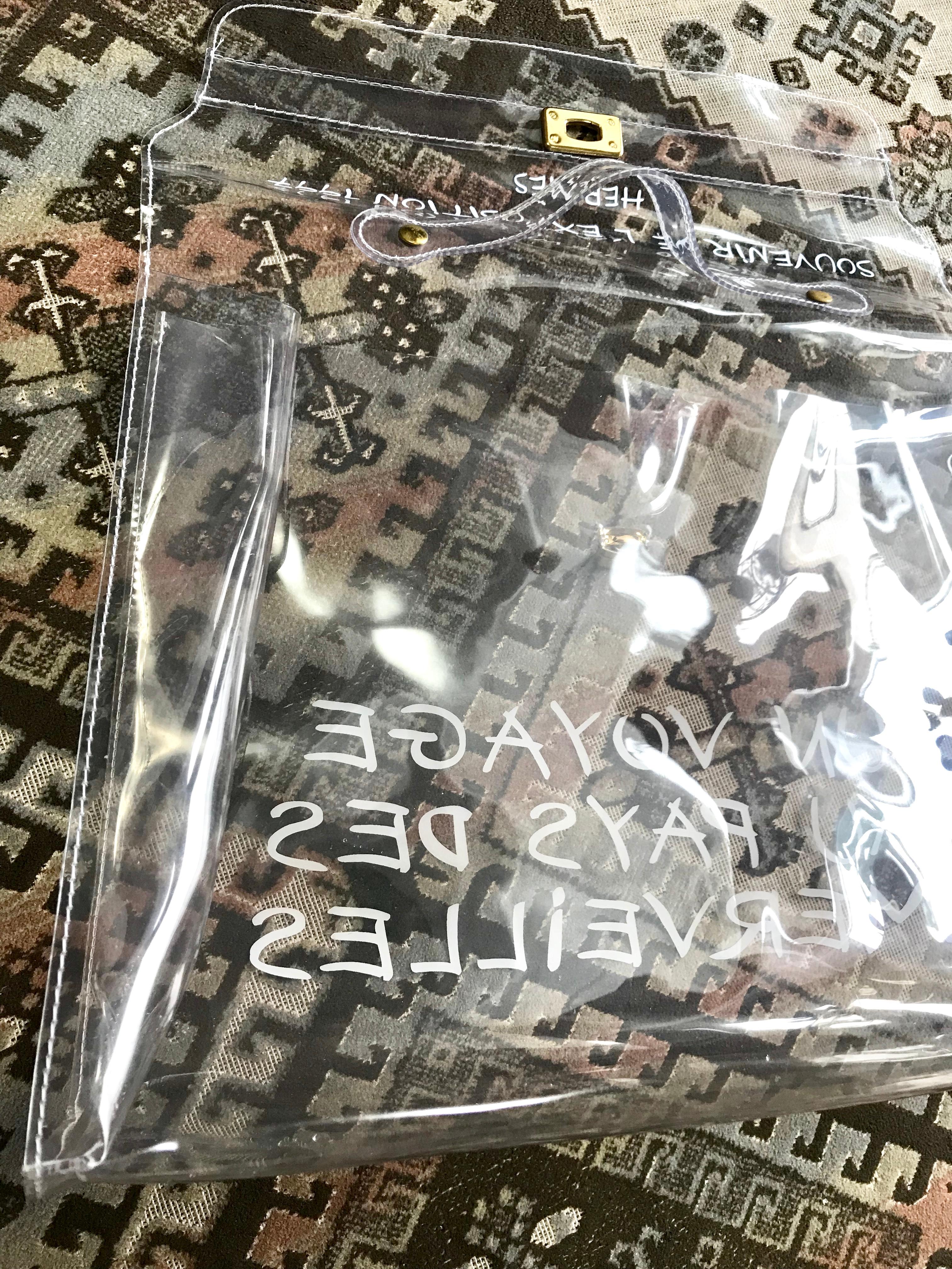 Vintage Hermes transparent clear vinyl Kelly beach bag, Japan limited Edition.  7