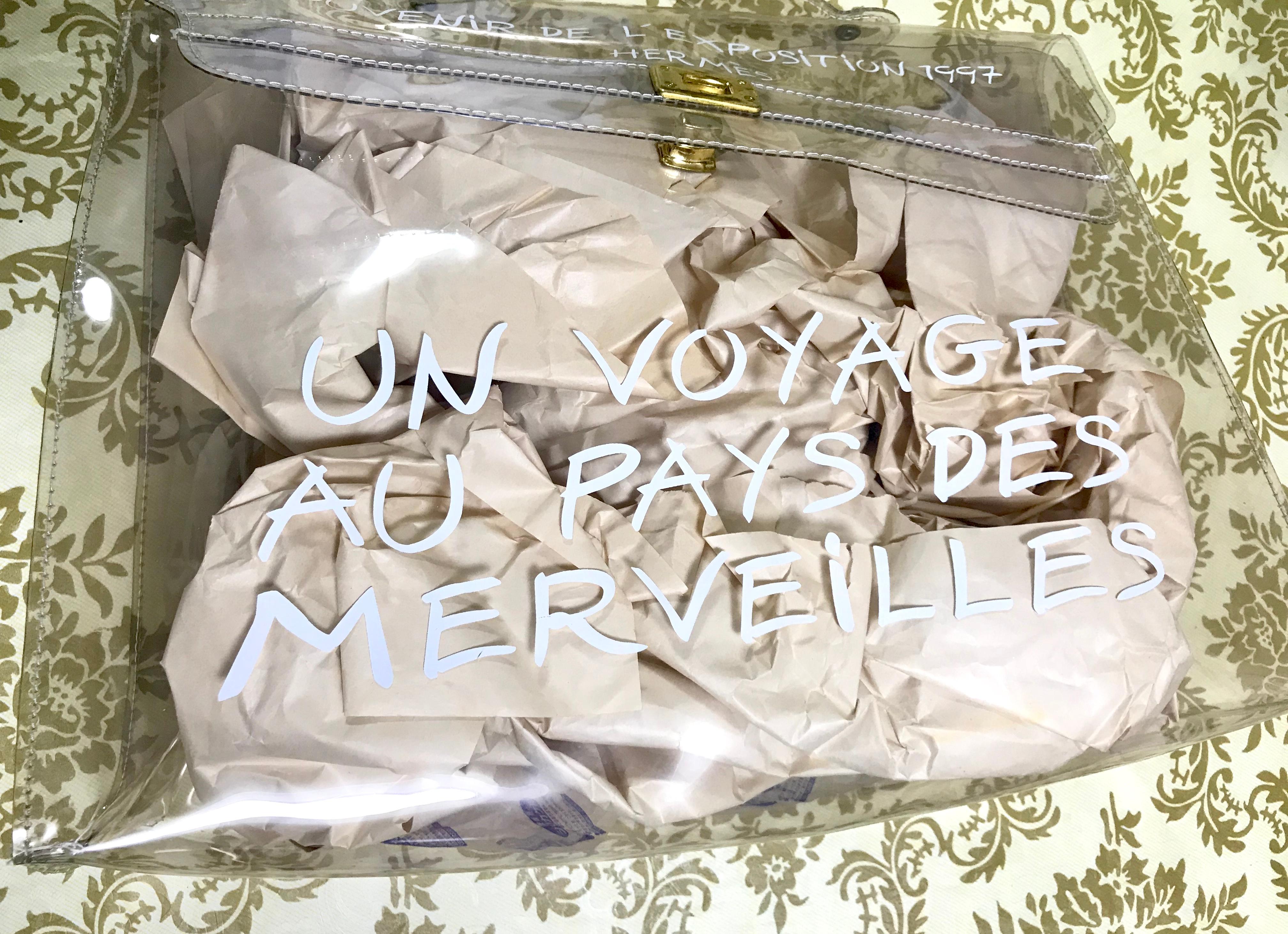 Beige Vintage Hermes transparent clear vinyl Kelly bag, Japan limited Edition. Rare. For Sale