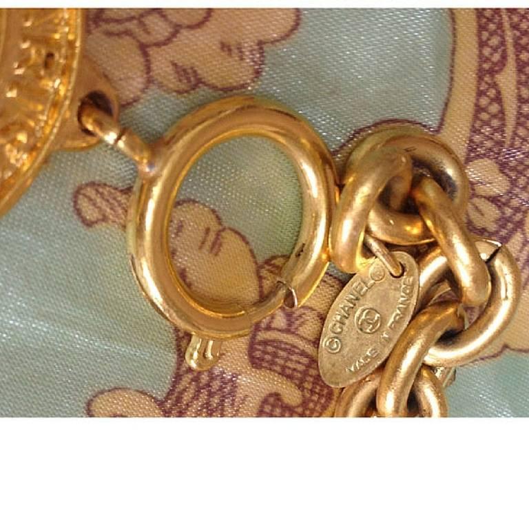 Vintage CHANEL rare statement necklace with logo embossed unique coin motif For Sale 3