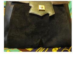 80's Vintage HERMES business portfolio bag, president in calf, suede, lizard.