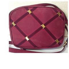 Vintage Salvatore Ferragamo vara motif wine, purple suede leather shoulder bag.