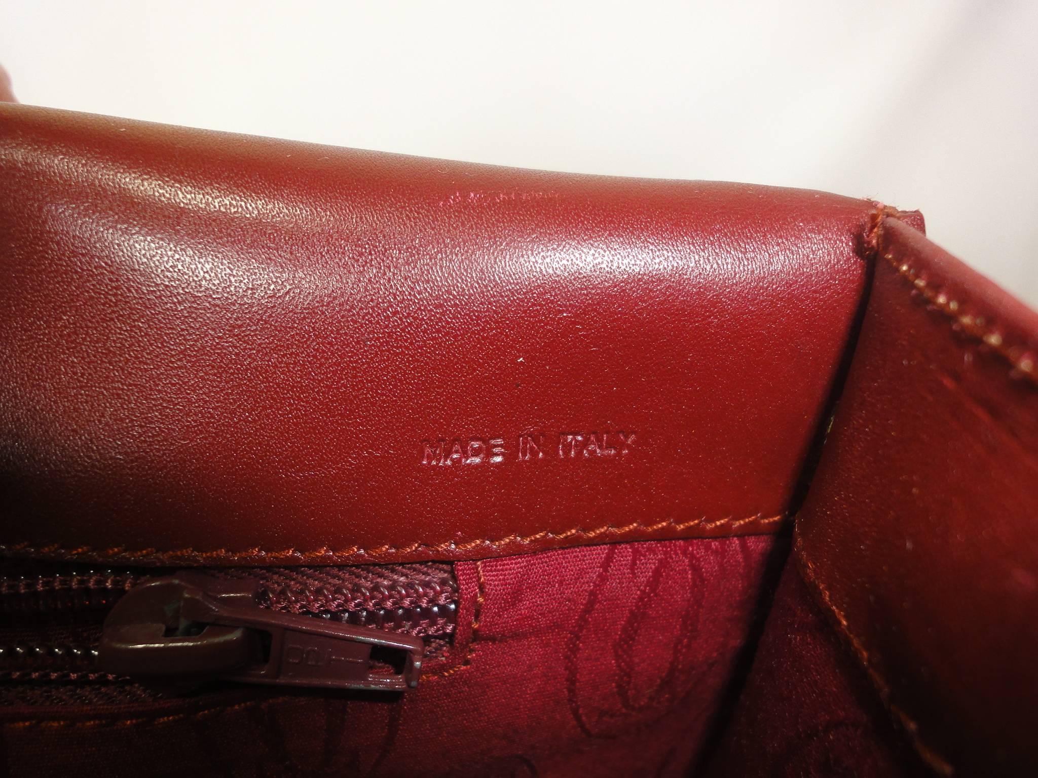Vintage Cartier kelly style wine leather handbag.  les must de Cartier  In Good Condition In Kashiwa, Chiba