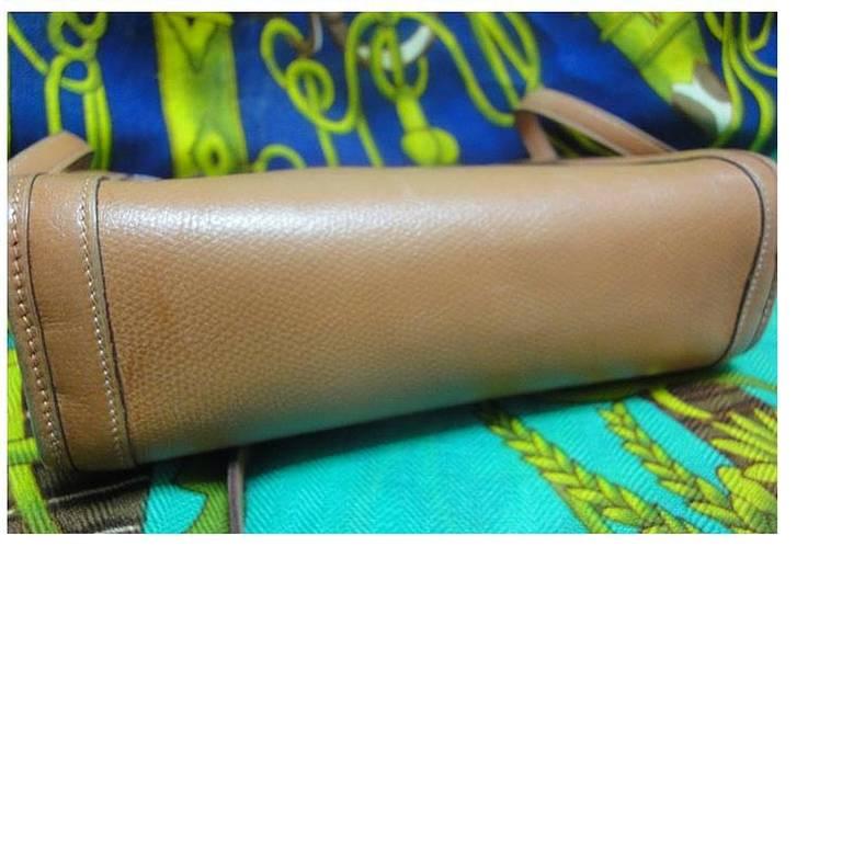 Women's or Men's 80's vintage HERMES tanned brown, courchevel leather, shoulder bag, clutch purse For Sale