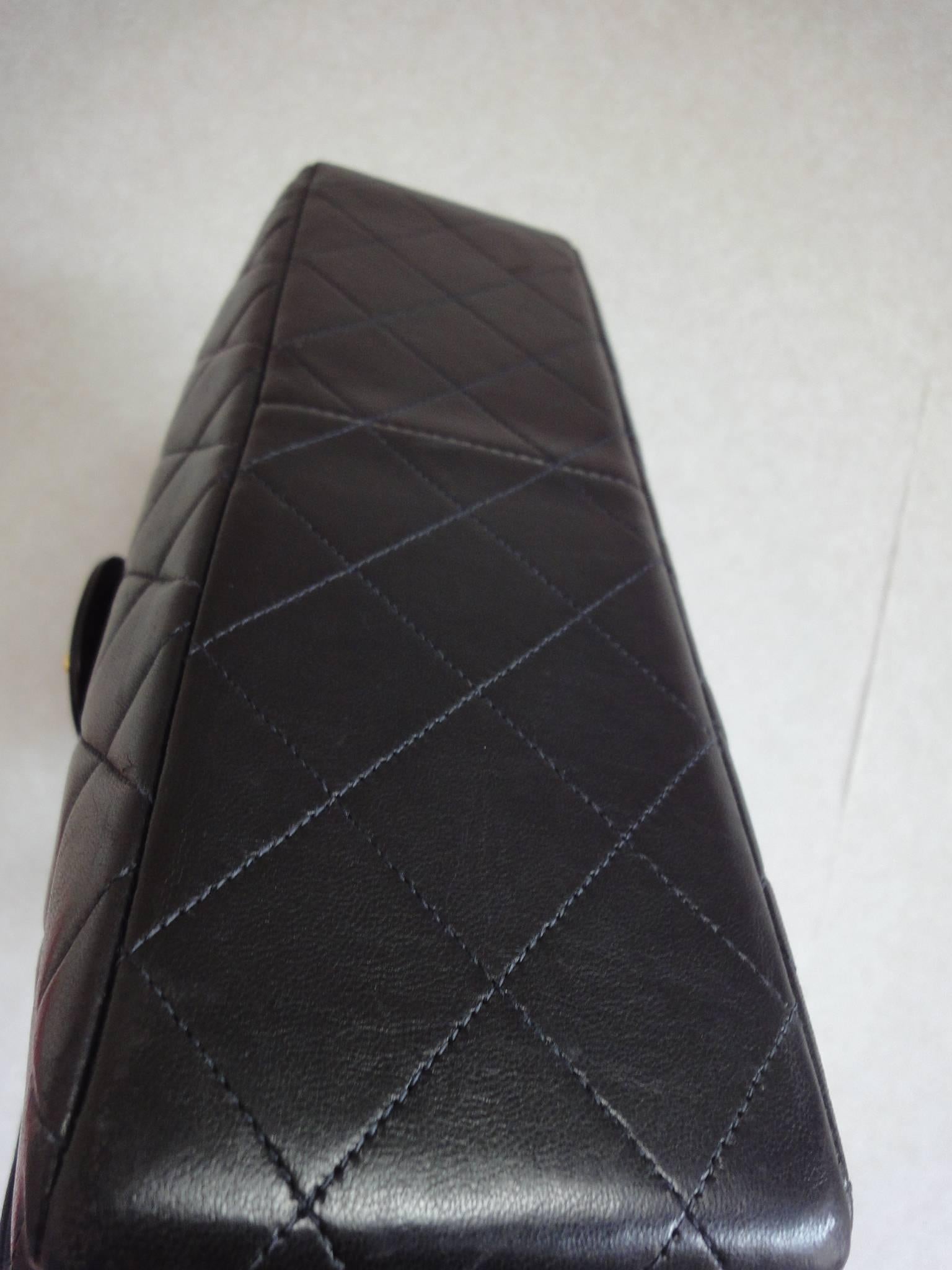Vintage CHANEL black lambskin 2.55 jumbo, large shoulder bag, double side flaps 2