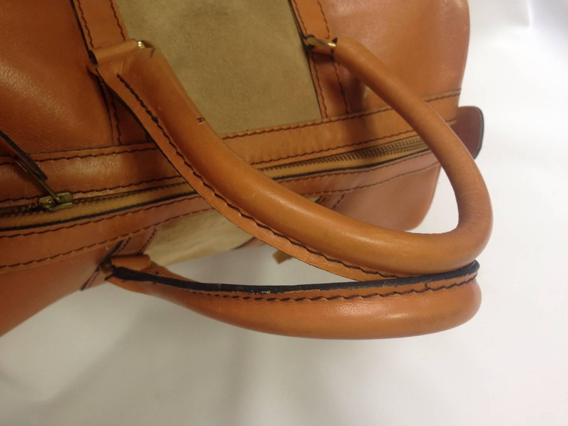 1970s Christian Dior Bagages camel brown mini duffle purse. Unisex bag 2