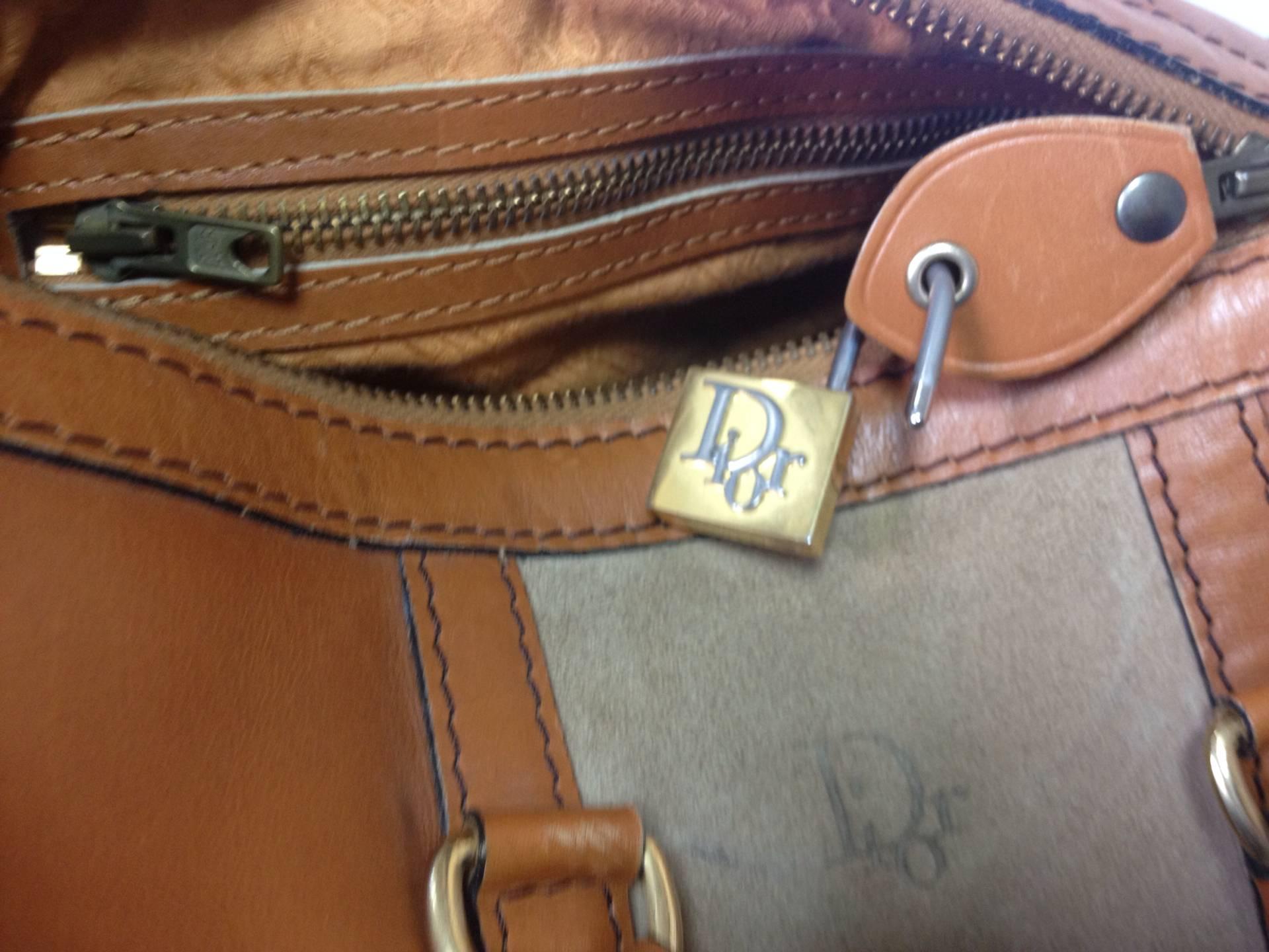 1970s Christian Dior Bagages camel brown mini duffle purse. Unisex bag 4