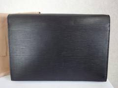 Vintage Louis Vuitton black epi mod clutch, shoulder bag with a red eye hublot.