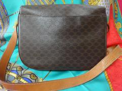 Vintage CELINE dark brown and brown macadam blason pattern shoulder bag