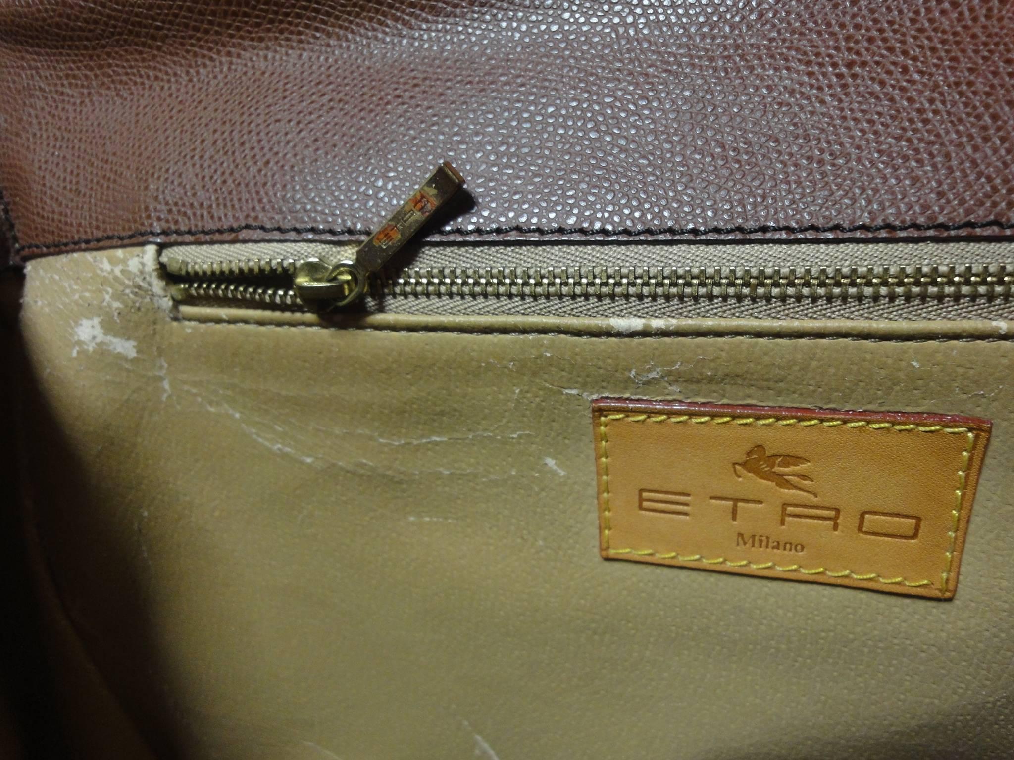 Vintage ETRO iconic paisley pattern handbag purse with leather shoulder strap 3