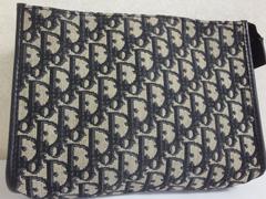 70's 80's Christian Dior Vintage monogram jacquard navy clutch, toilet purse