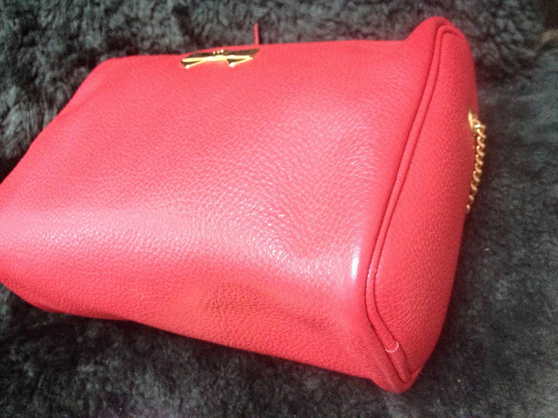 Red Vintage Nina Ricci red leather mini pouch purse with golden chain shoulder strap