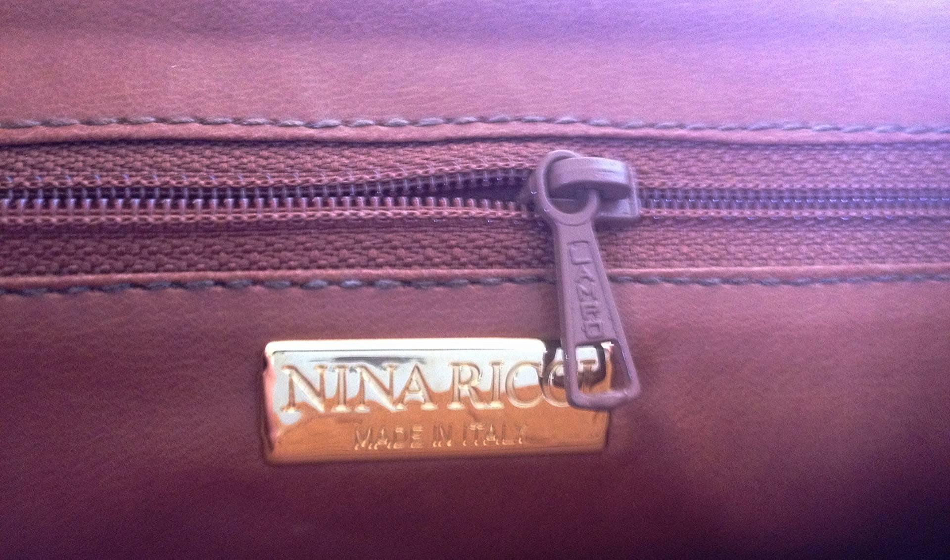 Women's MINT. Vintage Nina Ricci tan brown ostrich-embossed leather handbag purse. For Sale