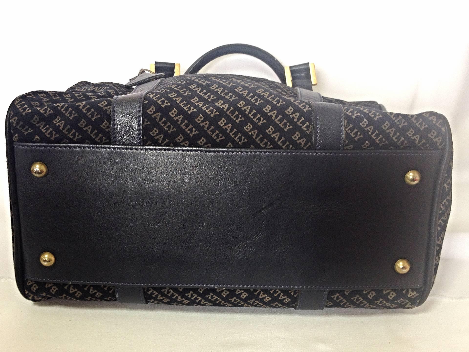 Women's or Men's Vintage Bally dark navy genuine suede leather mini duffle, speedy type handbag