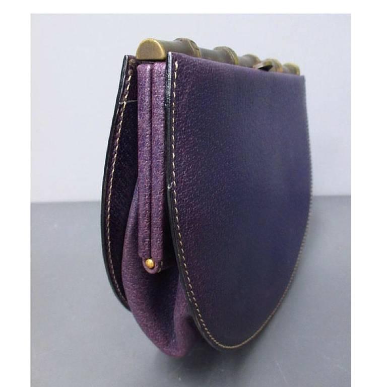 Black Vintage MOSCHINO purple pigskin oval shape clutch wallet bag by Red Wall 