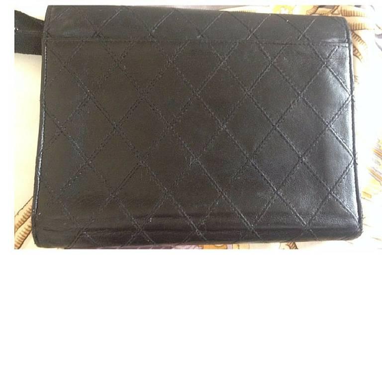 Black Vintage CHANEL goatskin black wallet, bill, card, checkbook, and passport case 