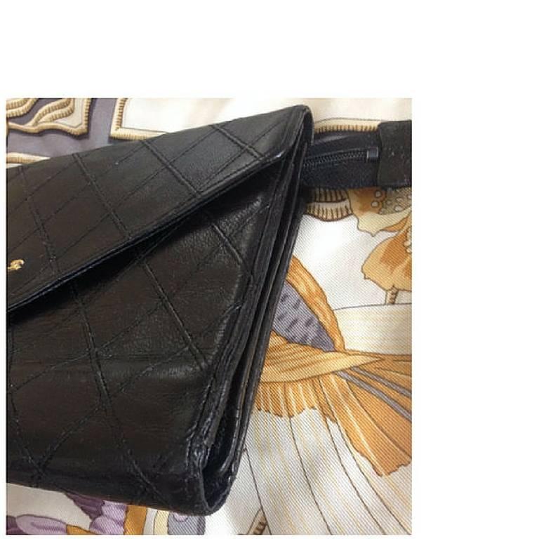 Vintage CHANEL goatskin black wallet, bill, card, checkbook, and passport case  4