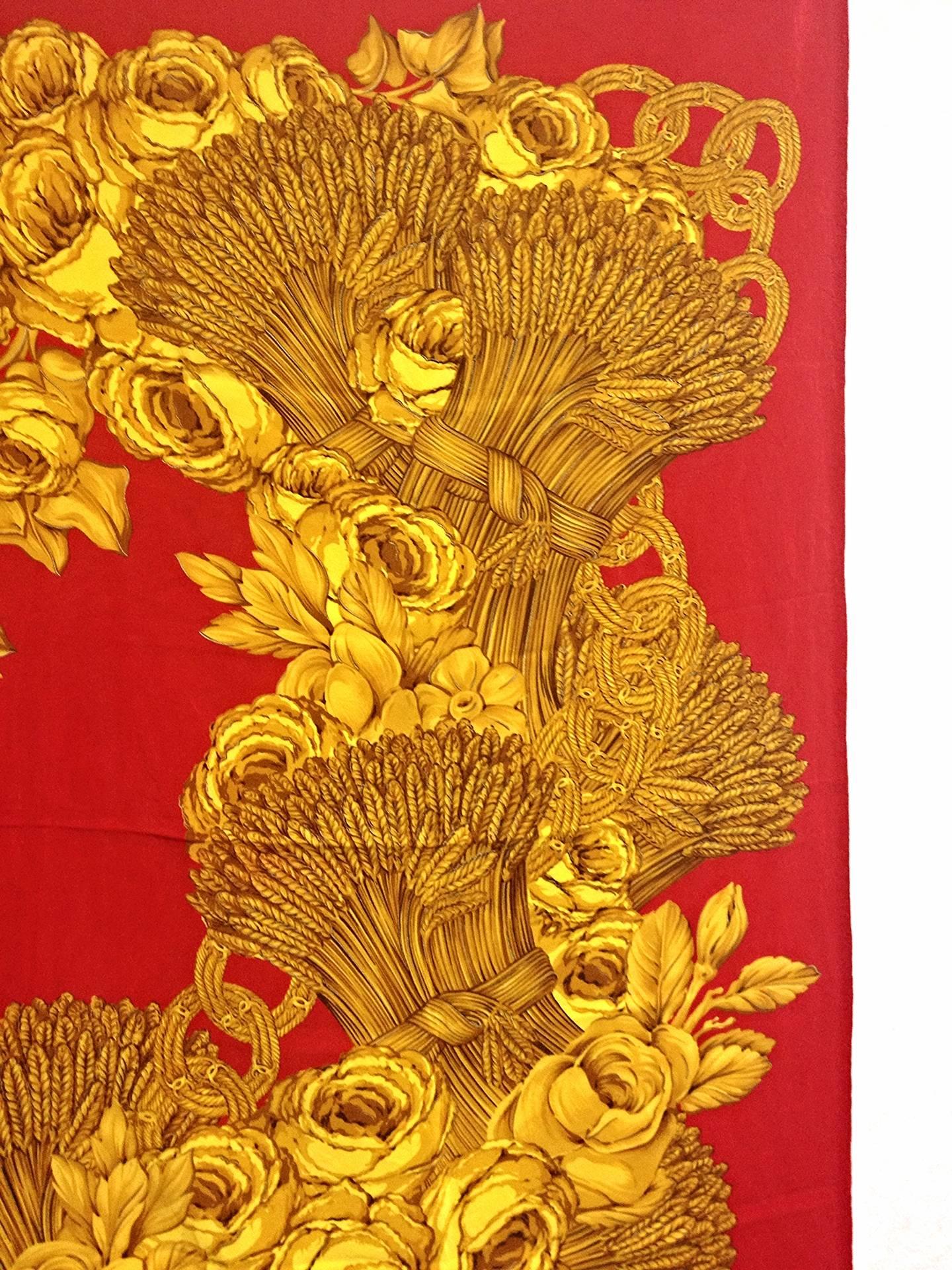 red and gold silk scarf