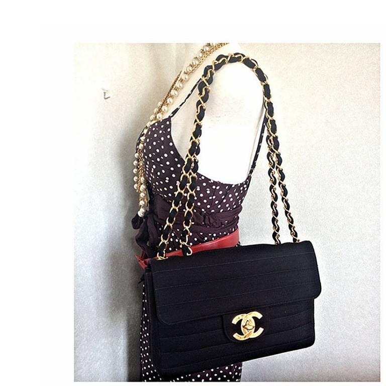 Chanel Vintage Black Jersey Quilted Chanel 2.55 Bag ($3,163