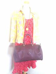 80's Vintage Longchamp rare dark wine leather duffle bag, mini travel purse.