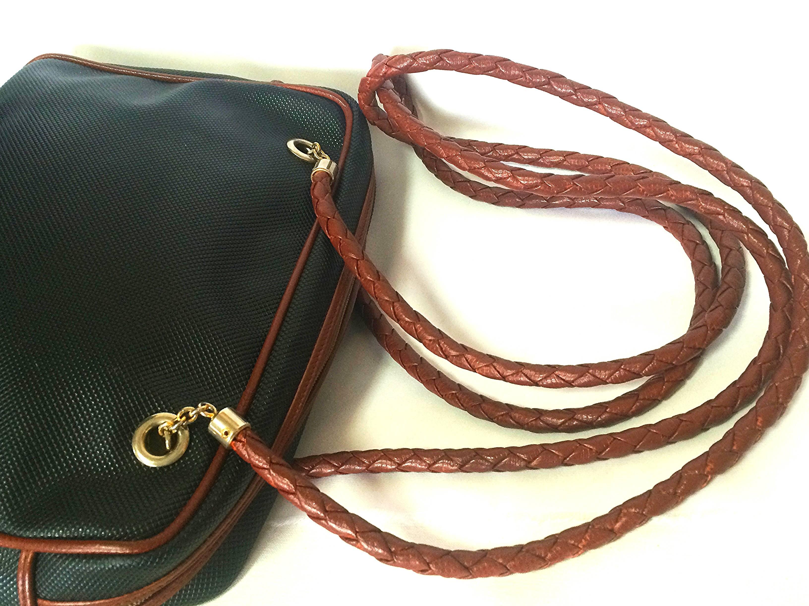 Vintage Bottega Veneta classic black shoulder bag with long brown intrecciato In Good Condition For Sale In Kashiwa, Chiba