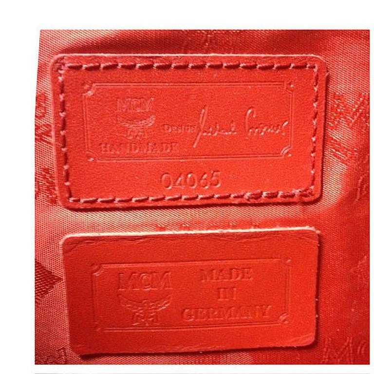 Vintage MCM red lizard embossed leather tote bag, Designed by Michael Cromer 2