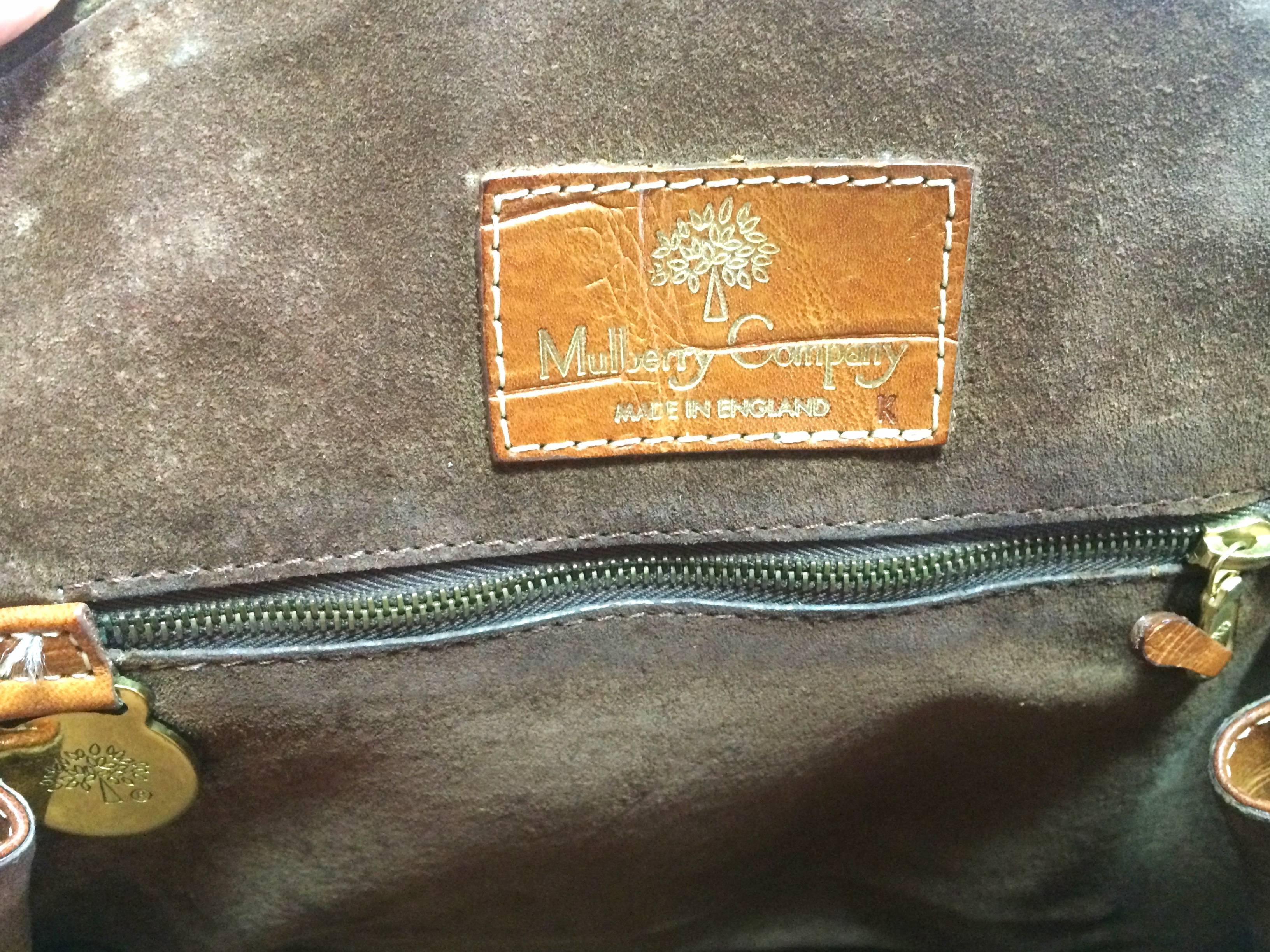 Vintage Mulberry croc embossed brown leather mini tote bag. By Roger Saul 5