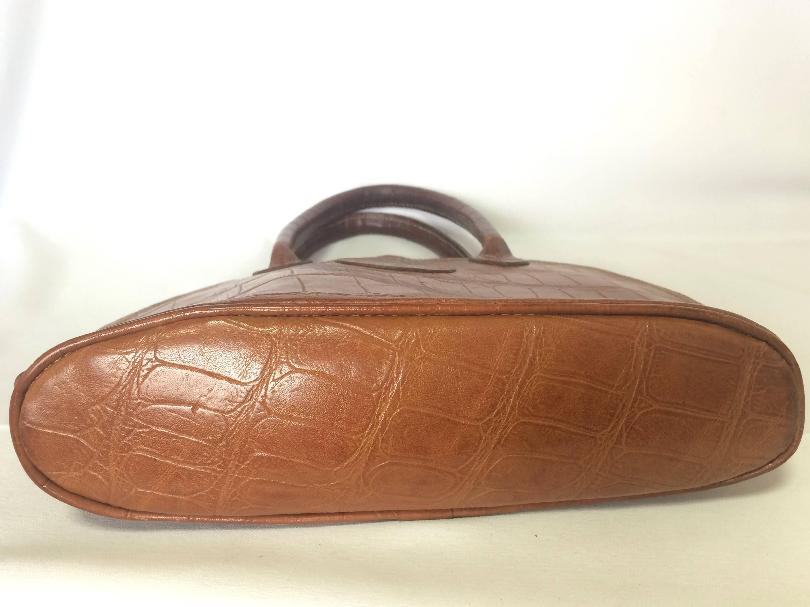 Vintage Mulberry croc embossed brown leather mini tote bag. By Roger Saul In Good Condition In Kashiwa, Chiba