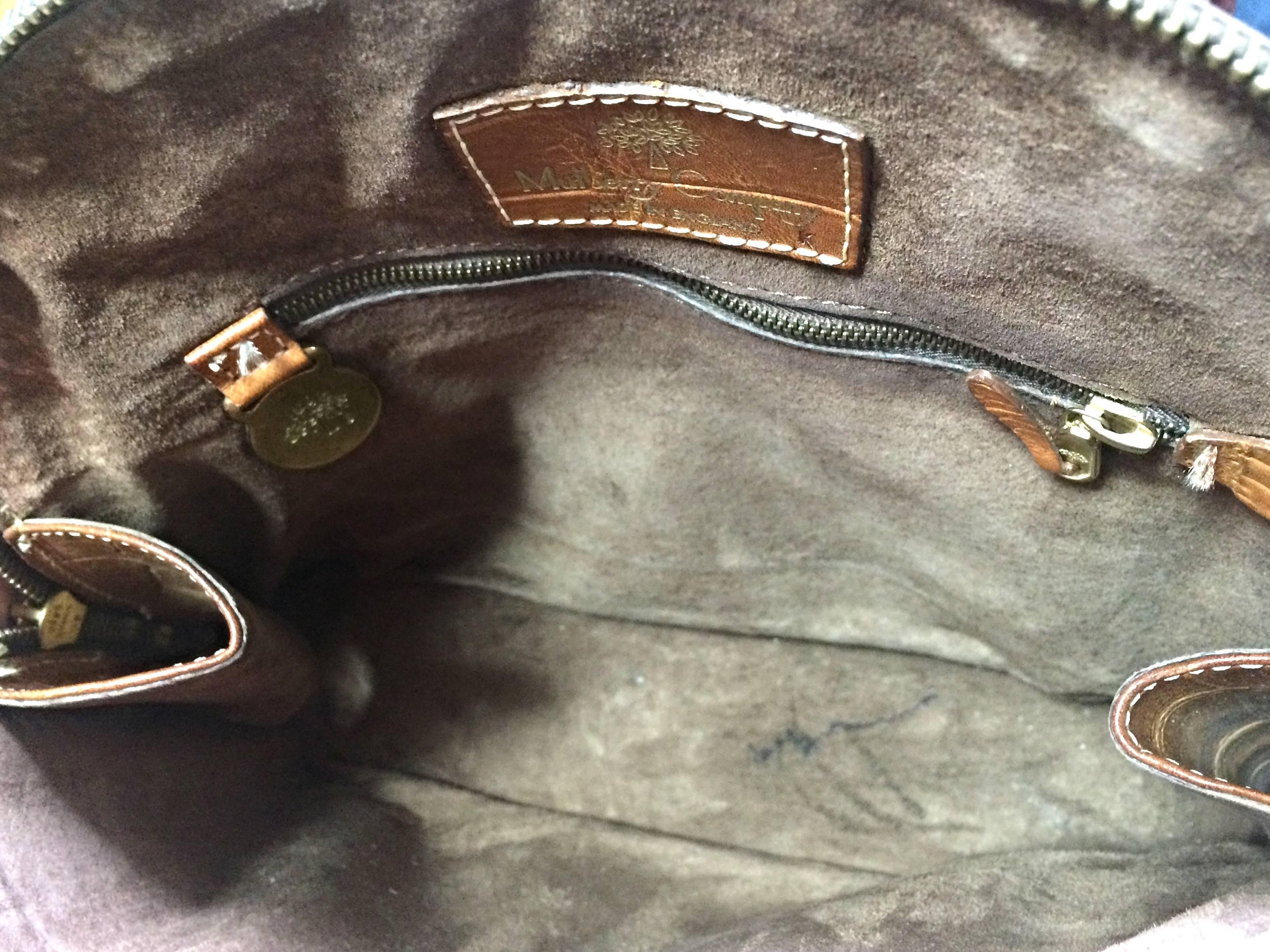 Vintage Mulberry croc embossed brown leather mini tote bag. By Roger Saul 4