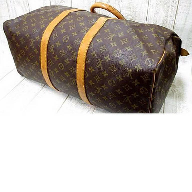 Black Vintage Louis Vuitton monogram travel keepall 50 duffle bag. Bandouliere purse. 