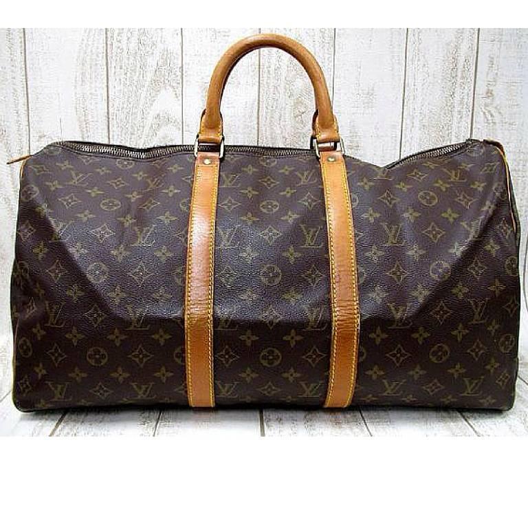 Vintage Louis Vuitton monogram travel keepall 50 duffle bag. Bandouliere purse.  3