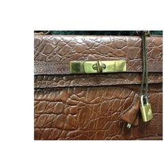 Vintage Mulberry croc embossed brown leather Kelly bag. Designed by Roger Saul